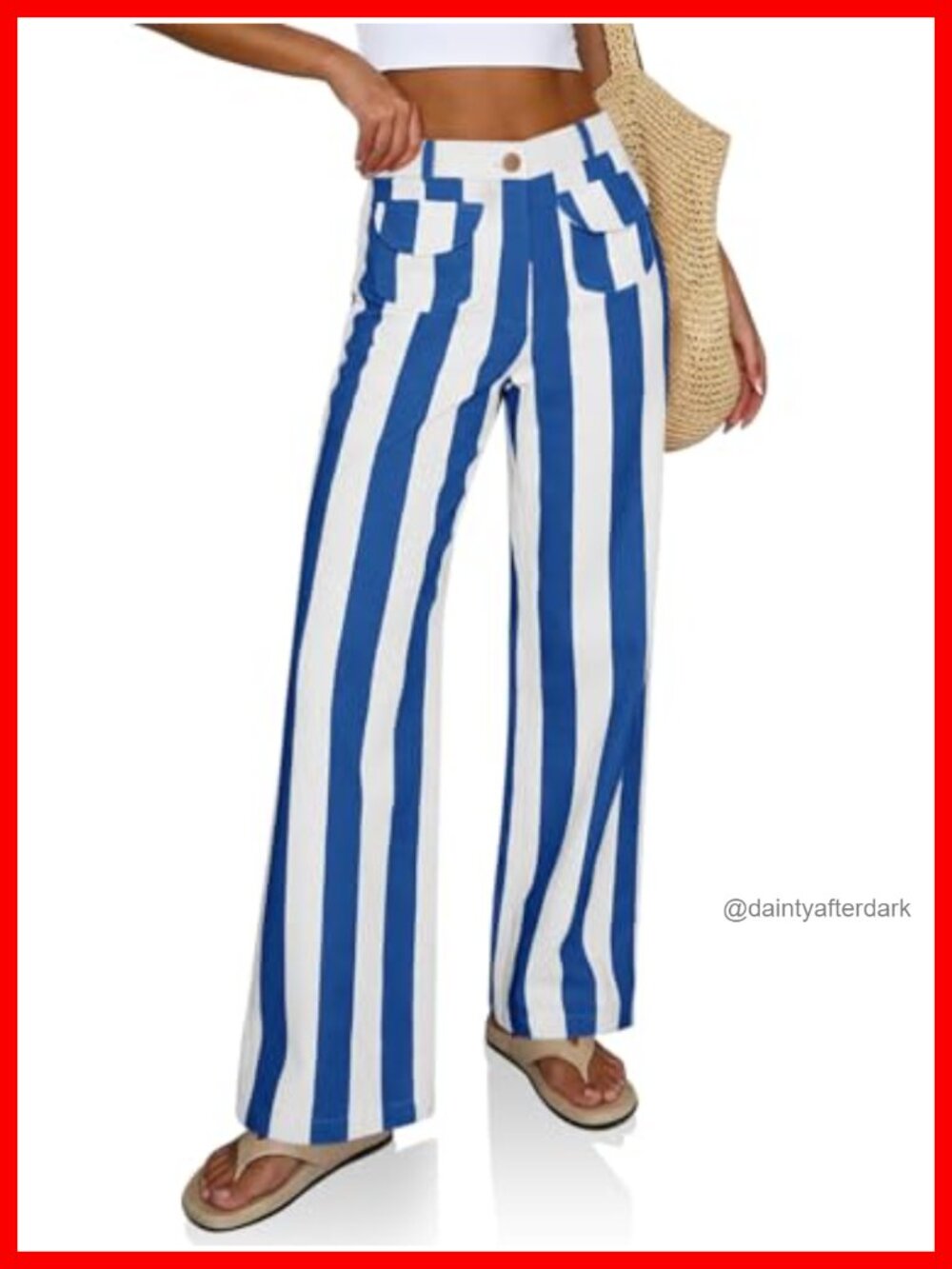 Striped Wide Leg Jeans High Waist Baggy Trendy Casual Denim Pants